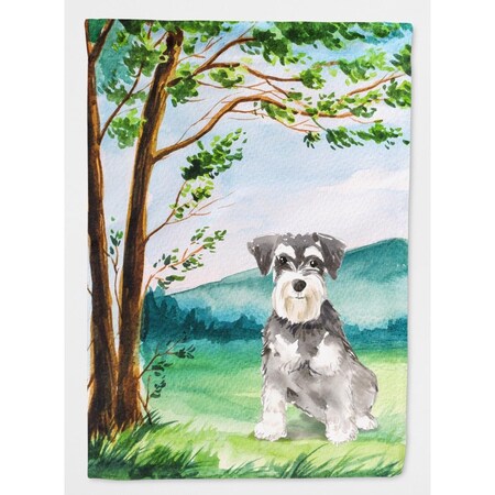 Carolines Treasures Under the Tree Schnauzer No.2 Flag Canvas House Size CK2564CHF